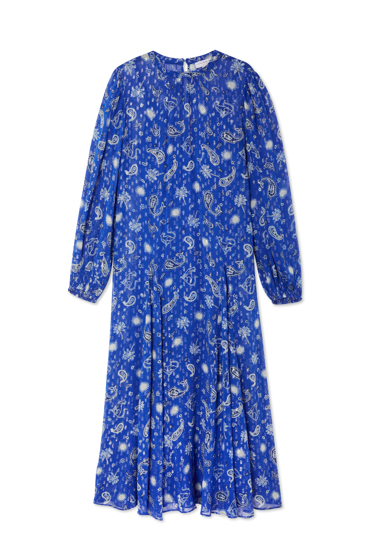NEVER FULLY DRESSED Blue Running Wild Paisley Bibi Dress Petite