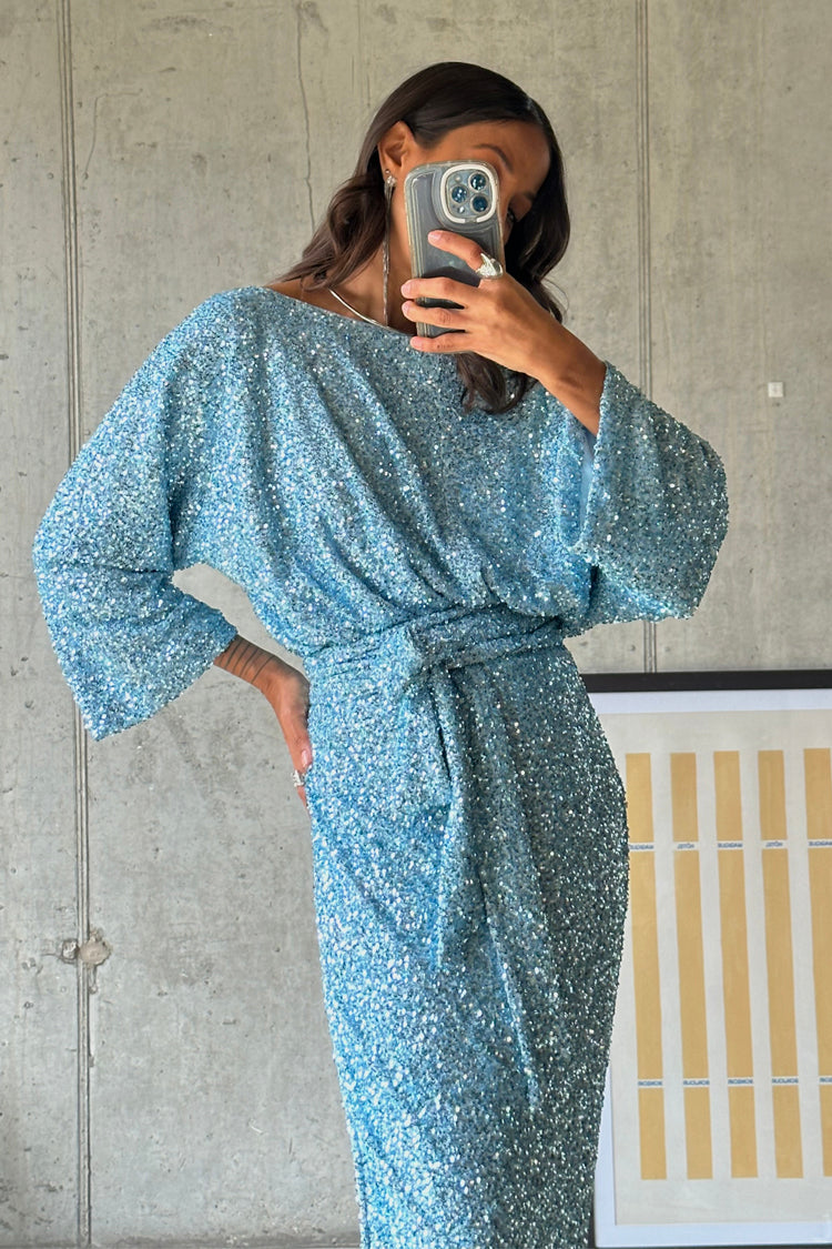 NEVER FULLY DRESSED Ice Blue Sequin Tilly Top