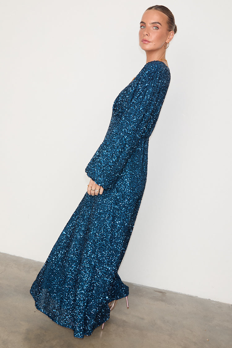 NEVER FULLY DRESSED Teal Sequin Emma Dress