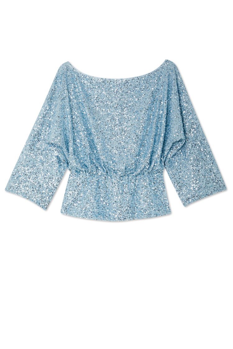 NEVER FULLY DRESSED Ice Blue Sequin Tilly Top