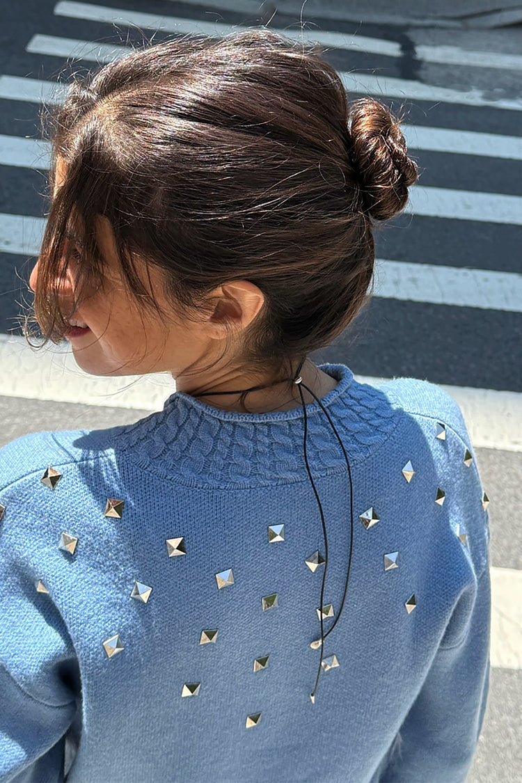 NEVER FULLY DRESSED Ice Blue Studded Cardigan