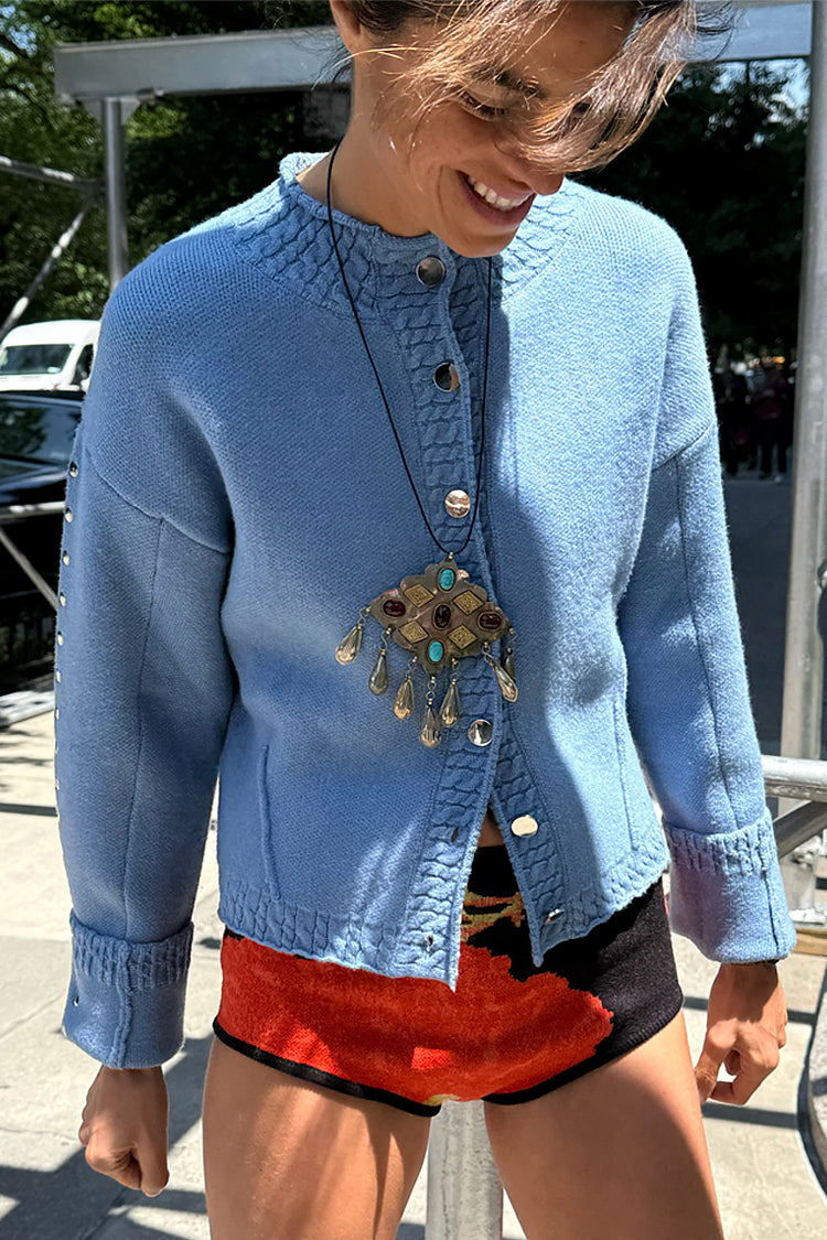 NEVER FULLY DRESSED Ice Blue Studded Cardigan