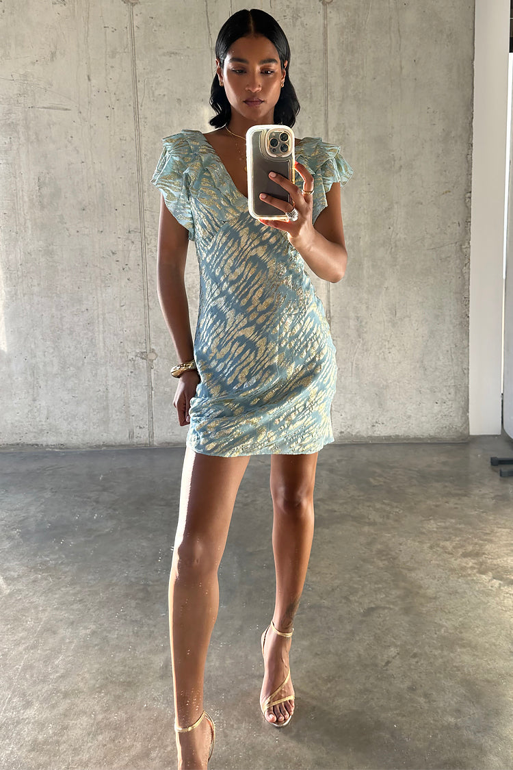 NEVER FULLY DRESSED Blue Jacquard Mini Tilda