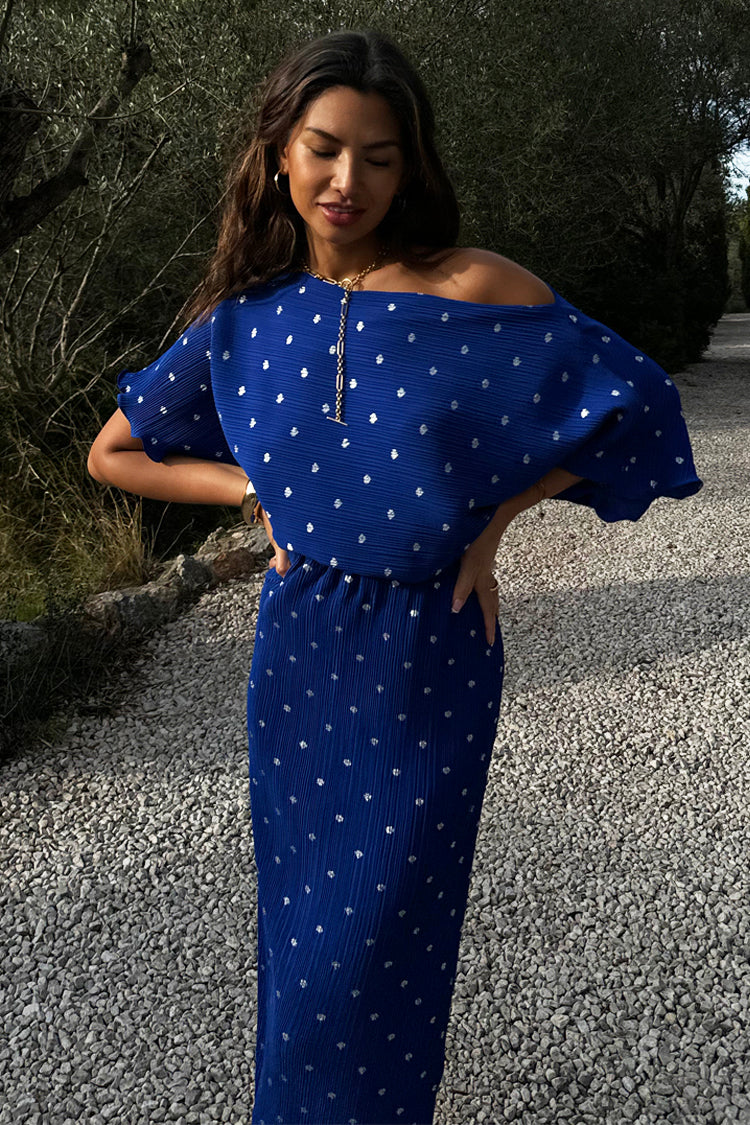 NEVER FULLY DRESSED Blue Tilly Plisse Dress