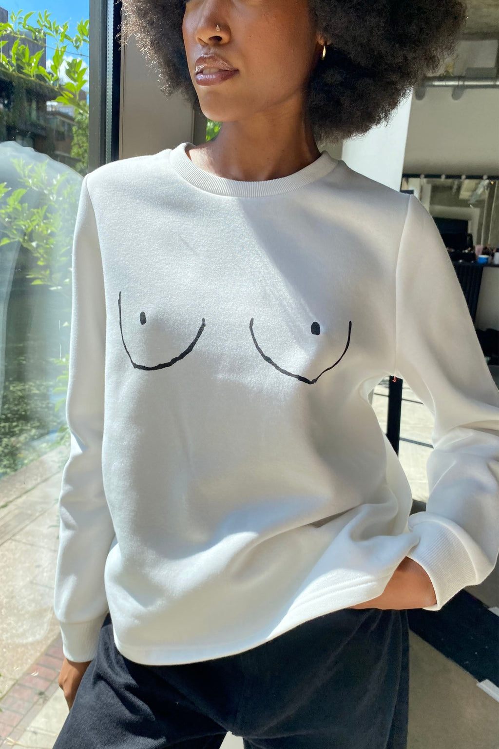  White Boob Sweatshirt
