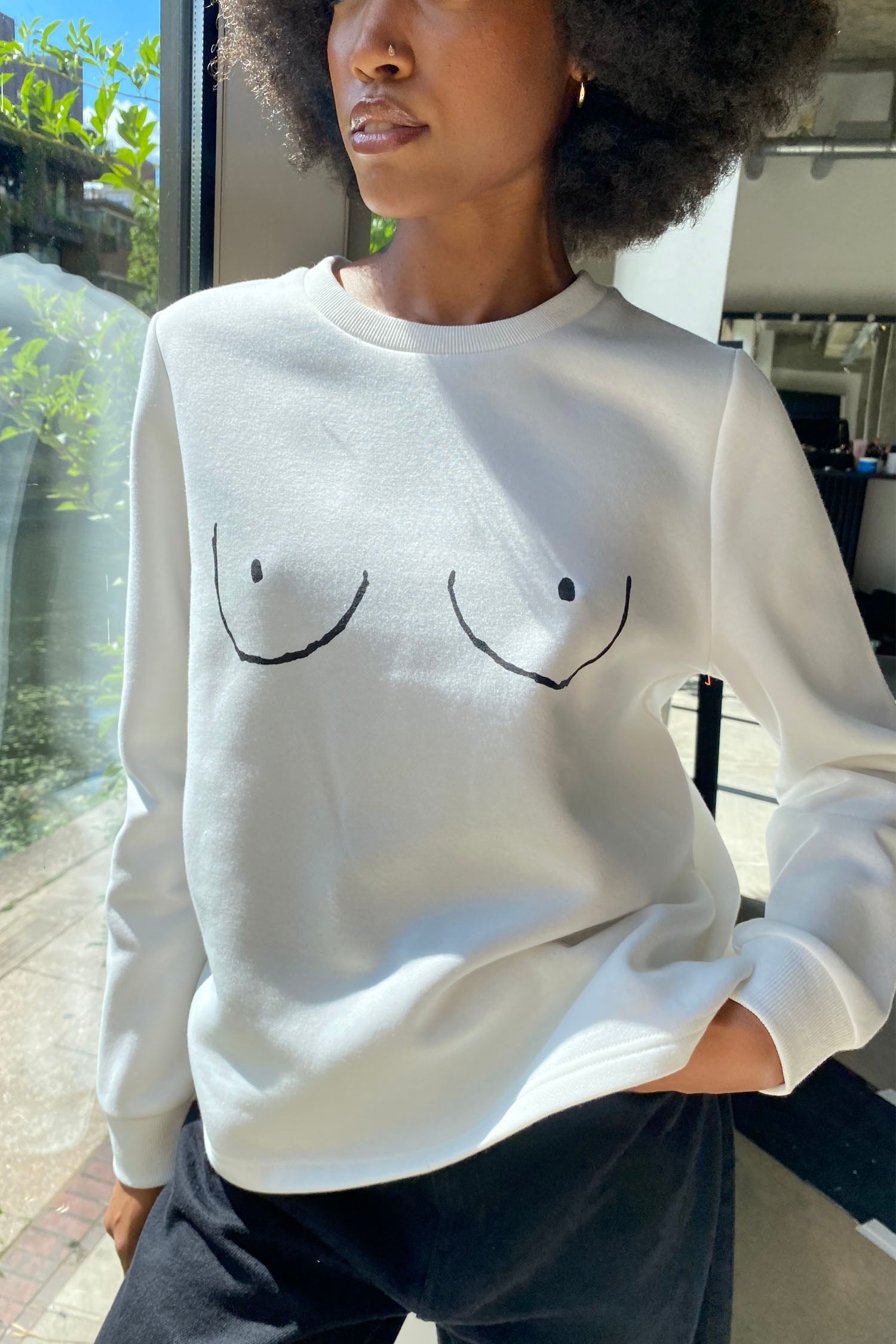  White Boob Sweatshirt