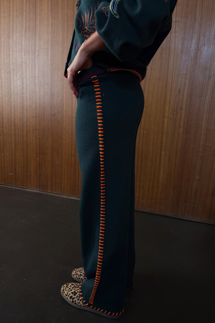 NEVER FULLY DRESSED Bottle Green Wide Leg Pants