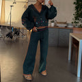 NEVER FULLY DRESSED Bottle Green Wide Leg Pants