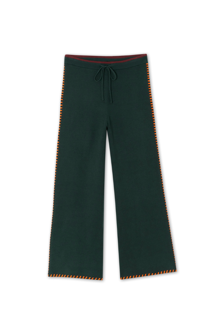 NEVER FULLY DRESSED Bottle Green Wide Leg Pants