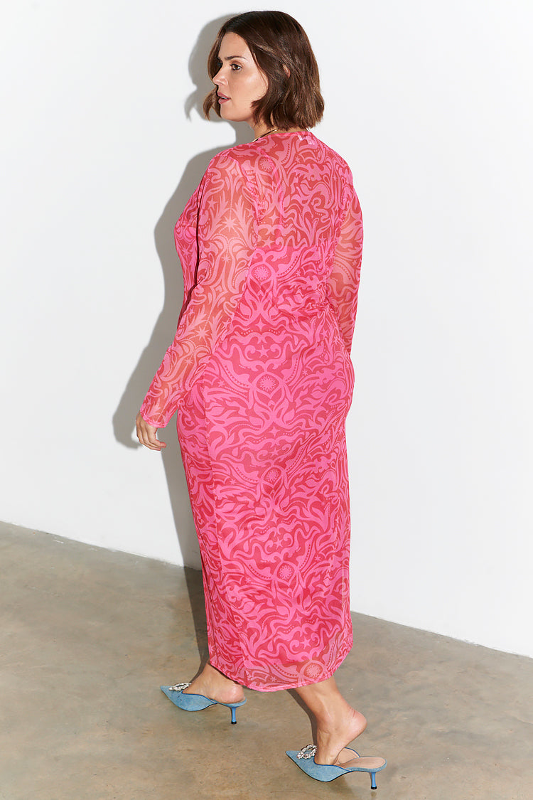 NEVER FULLY DRESSED Pink And Red Bowie Mesh Dress