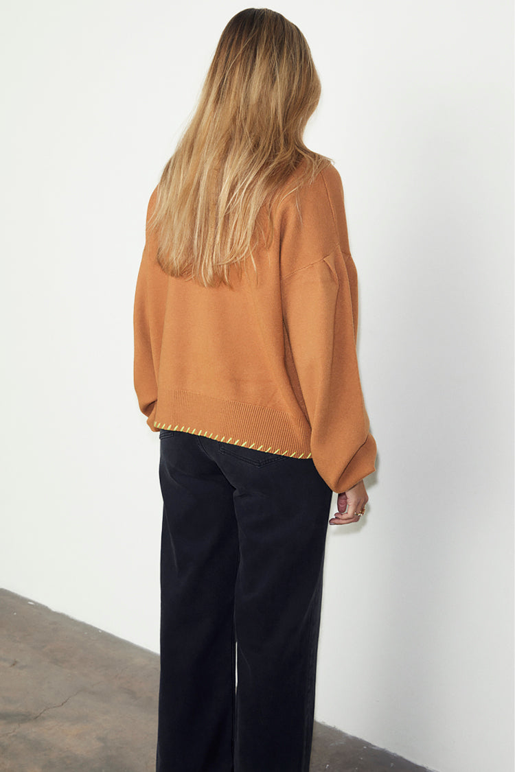 NEVER FULLY DRESSED Camel Cardigan With PU Patch