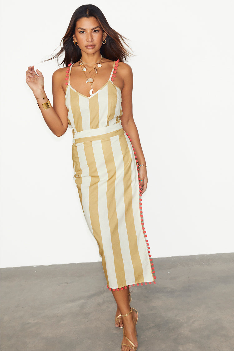 NEVER FULLY DRESSED Camel Stripe Cami Top