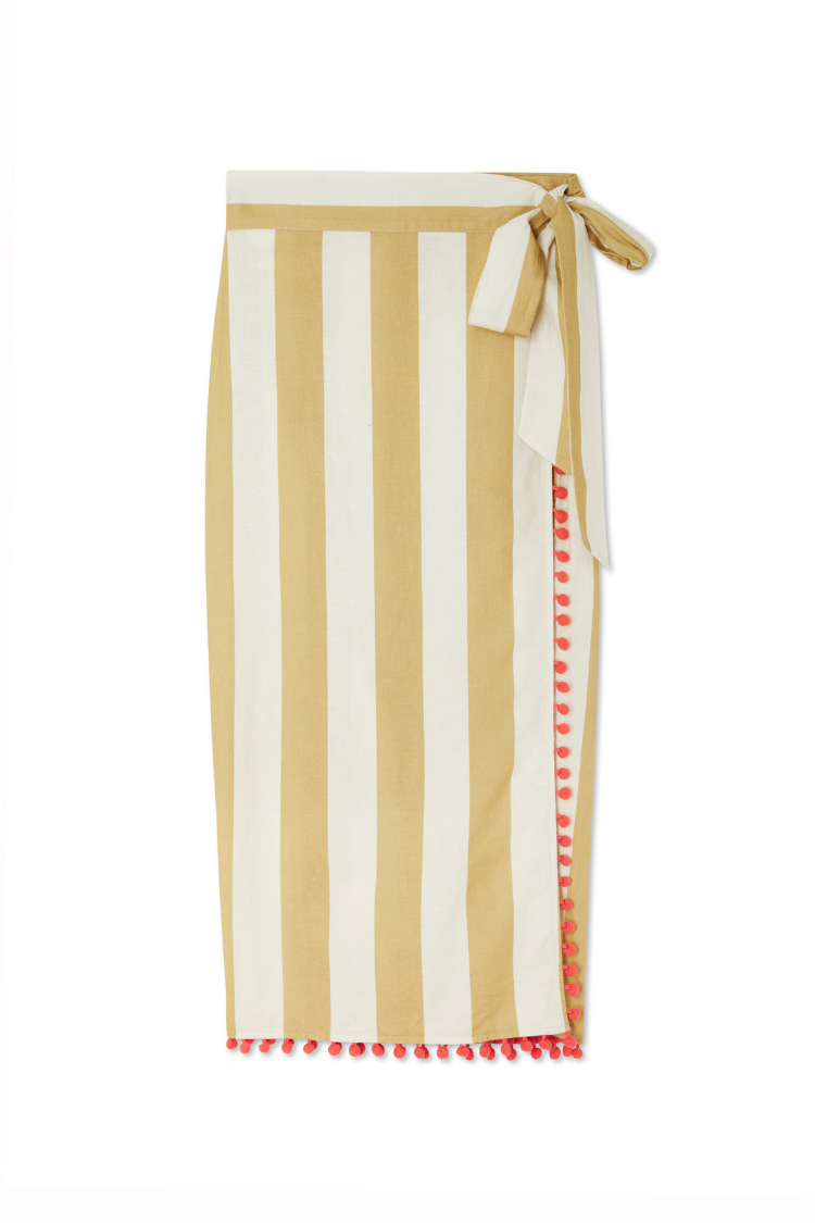 NEVER FULLY DRESSED Camel Stripe Jaspre Skirt