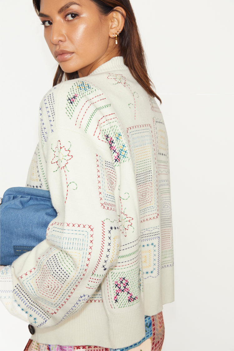NEVER FULLY DRESSED Cream Craft Work Cardigan