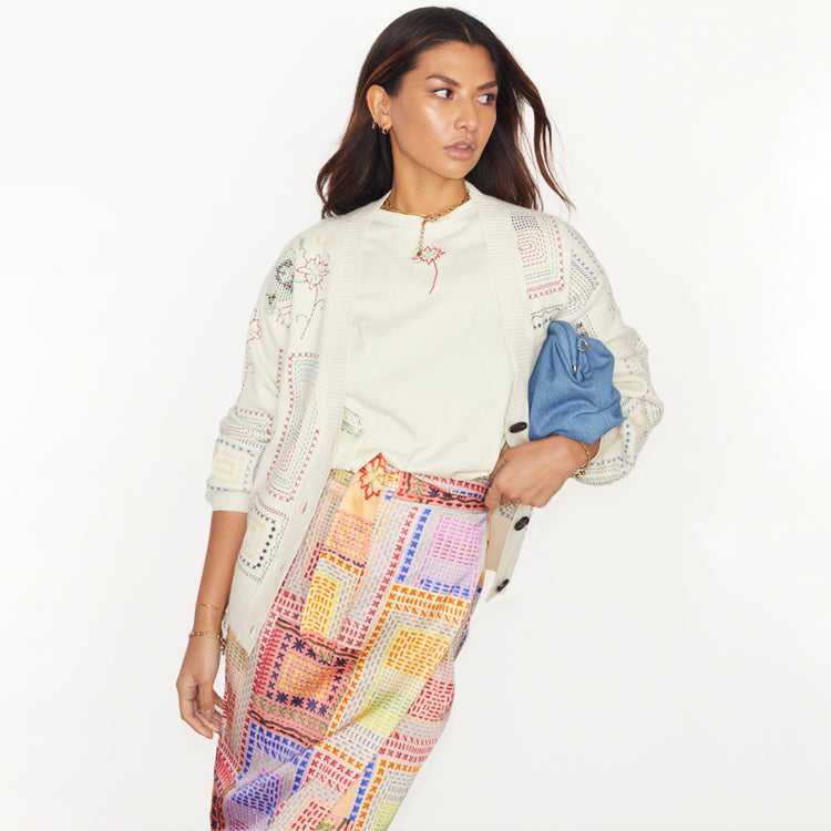 NEVER FULLY DRESSED Cream Craft Work Cardigan