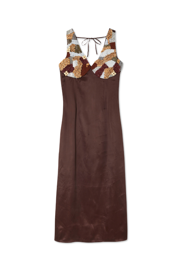 NEVER FULLY DRESSED Chocolate Beaded Allegra Dress