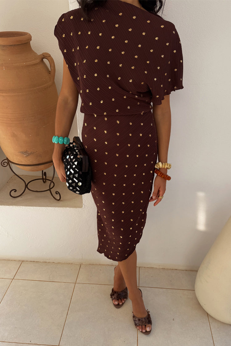 NEVER FULLY DRESSED Chocolate Plisse Desiree Dress Petite