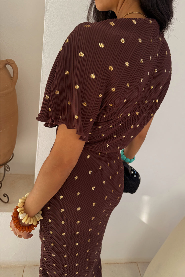 NEVER FULLY DRESSED Chocolate Plisse Desiree Dress Petite