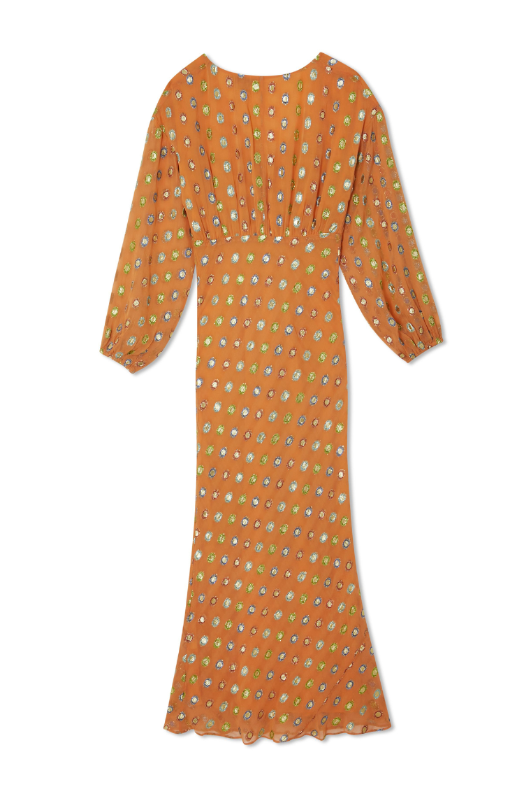 NEVER FULLY DRESSED Coral Multi Foil Emma Dress