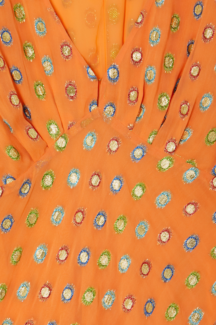 NEVER FULLY DRESSED Coral Multi Foil Emma Dress