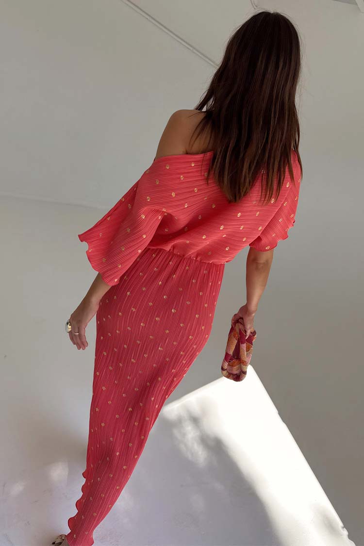 NEVER FULLY DRESSED Coral Plisse Tilly Dress