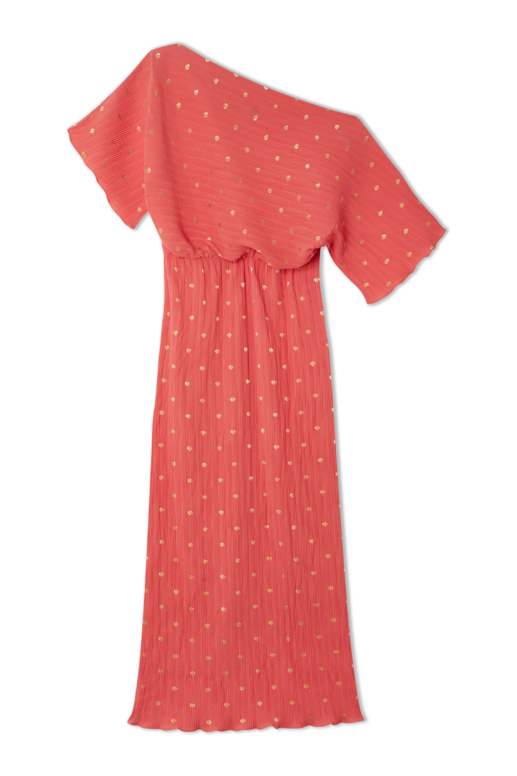 NEVER FULLY DRESSED Coral Plisse Tilly Dress