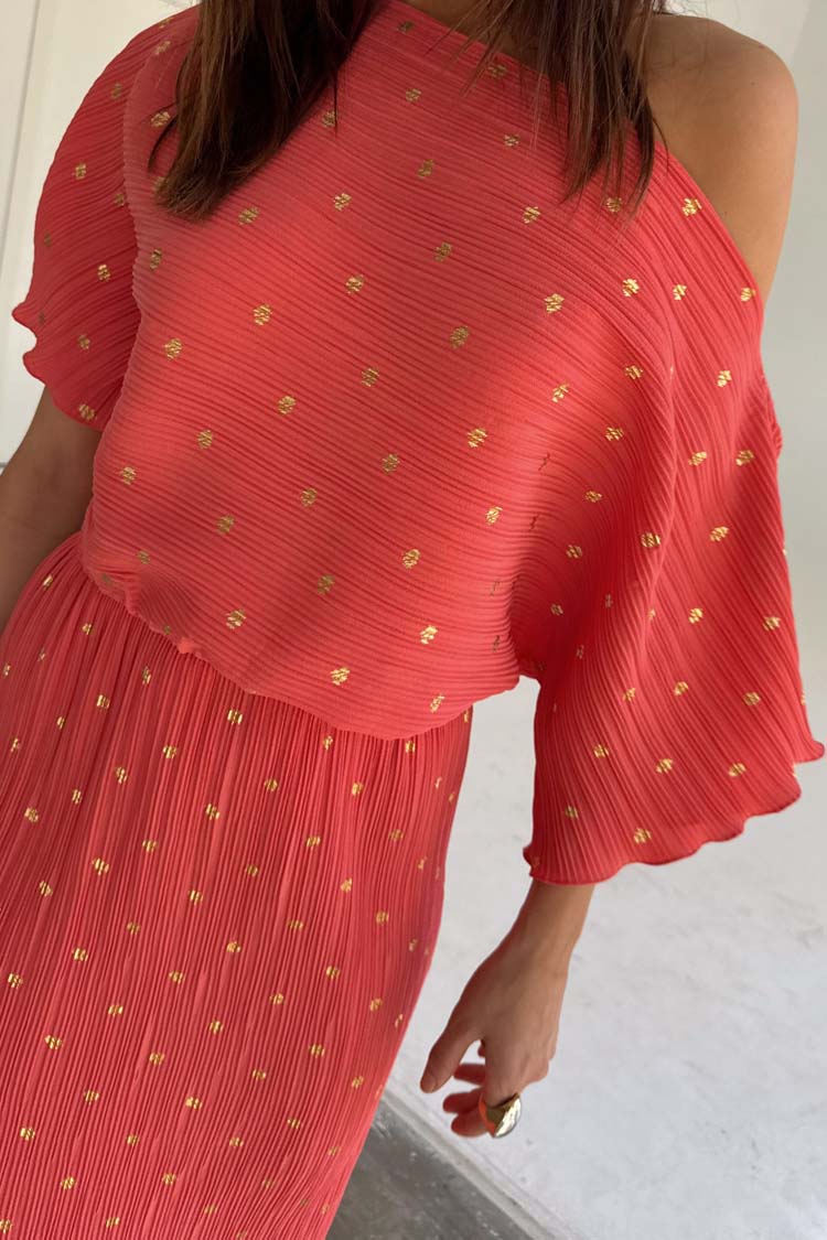 NEVER FULLY DRESSED Coral Plisse Tilly Dress