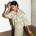  Cream And Lime Animal Jacquard Bomber
