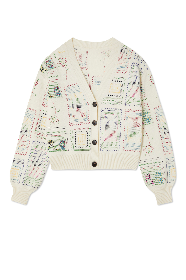 NEVER FULLY DRESSED Cream Craft Work Cardigan