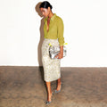 NEVER FULLY DRESSED Cream And Lime Animal Jacquard Jaspre Skirt