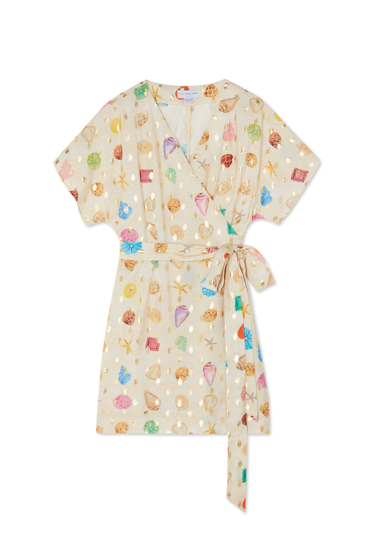  Cream Shell Mini Wrap Dress