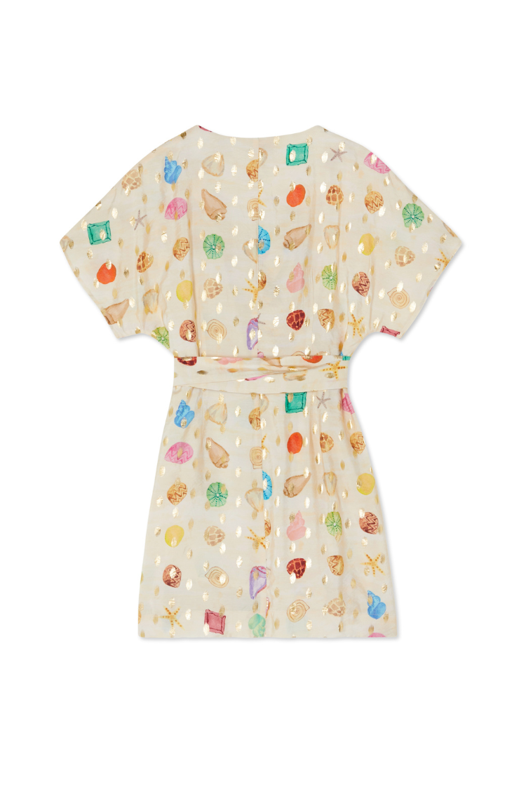 Cream Shell Mini Wrap Dress