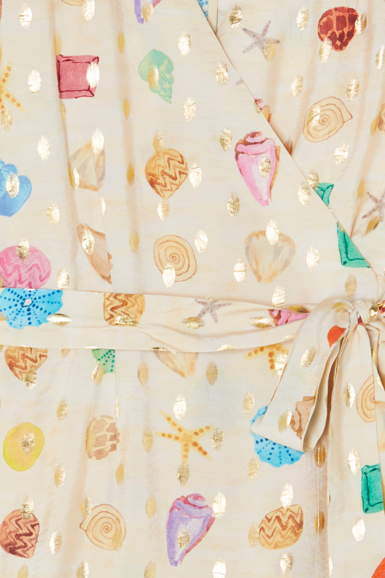  Cream Shell Mini Wrap Dress
