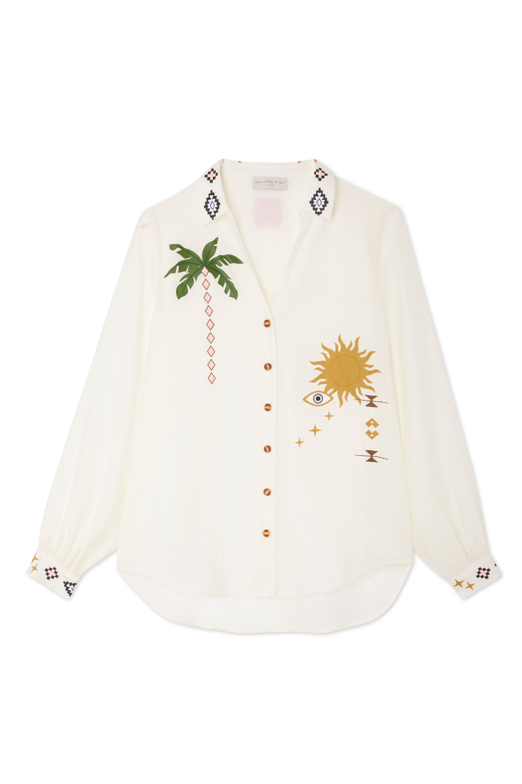 NEVER FULLY DRESSED Cream Sunshine Palm Miley Shirt