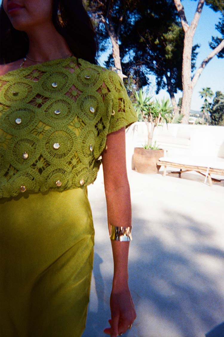 NEVER FULLY DRESSED Green Shell Crochet Tilly Dress