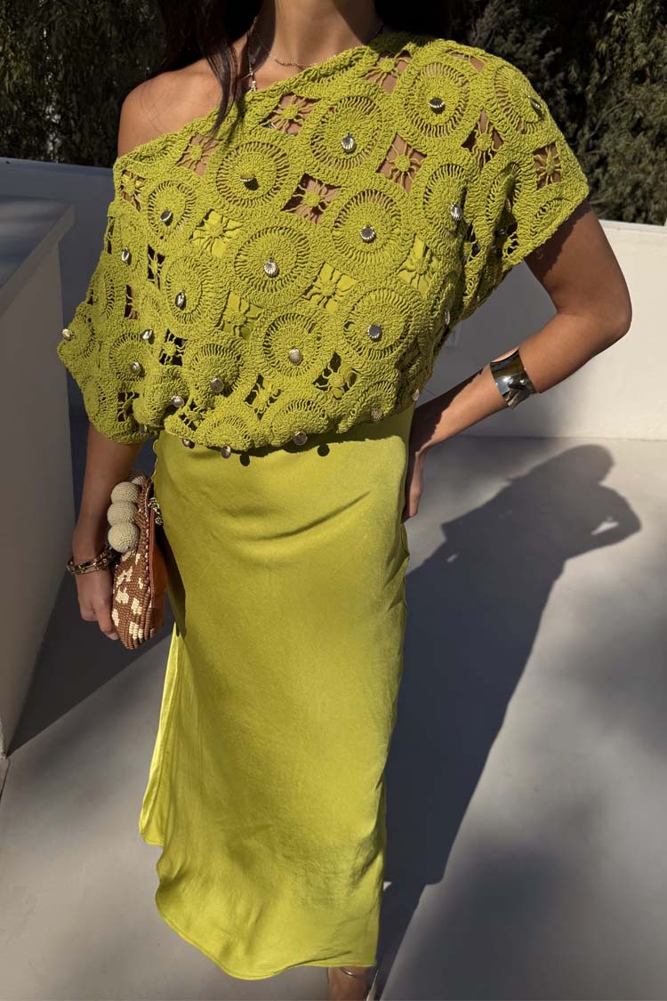 NEVER FULLY DRESSED Green Shell Crochet Tilly Dress
