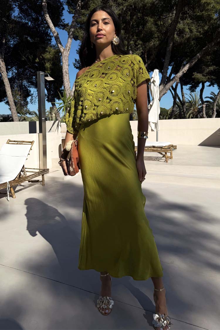 NEVER FULLY DRESSED Green Shell Crochet Tilly Dress