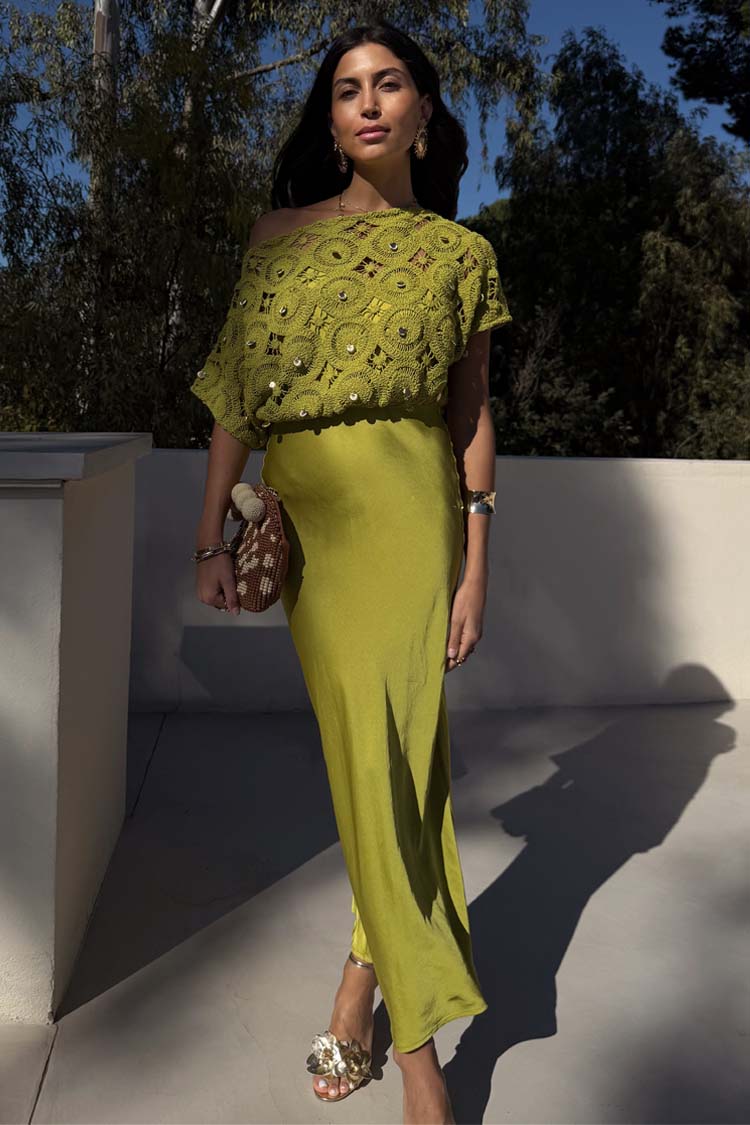 NEVER FULLY DRESSED Green Shell Crochet Tilly Dress