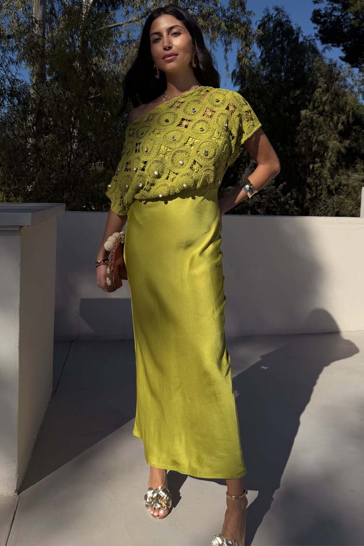 NEVER FULLY DRESSED Green Shell Crochet Tilly Dress