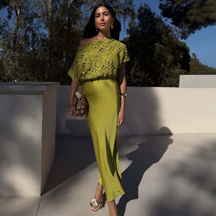 NEVER FULLY DRESSED Green Shell Crochet Tilly Dress