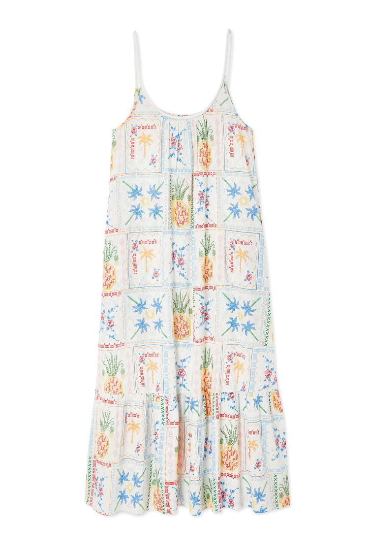 NEVER FULLY DRESSED White Island Cross Stitch Maxi Dress