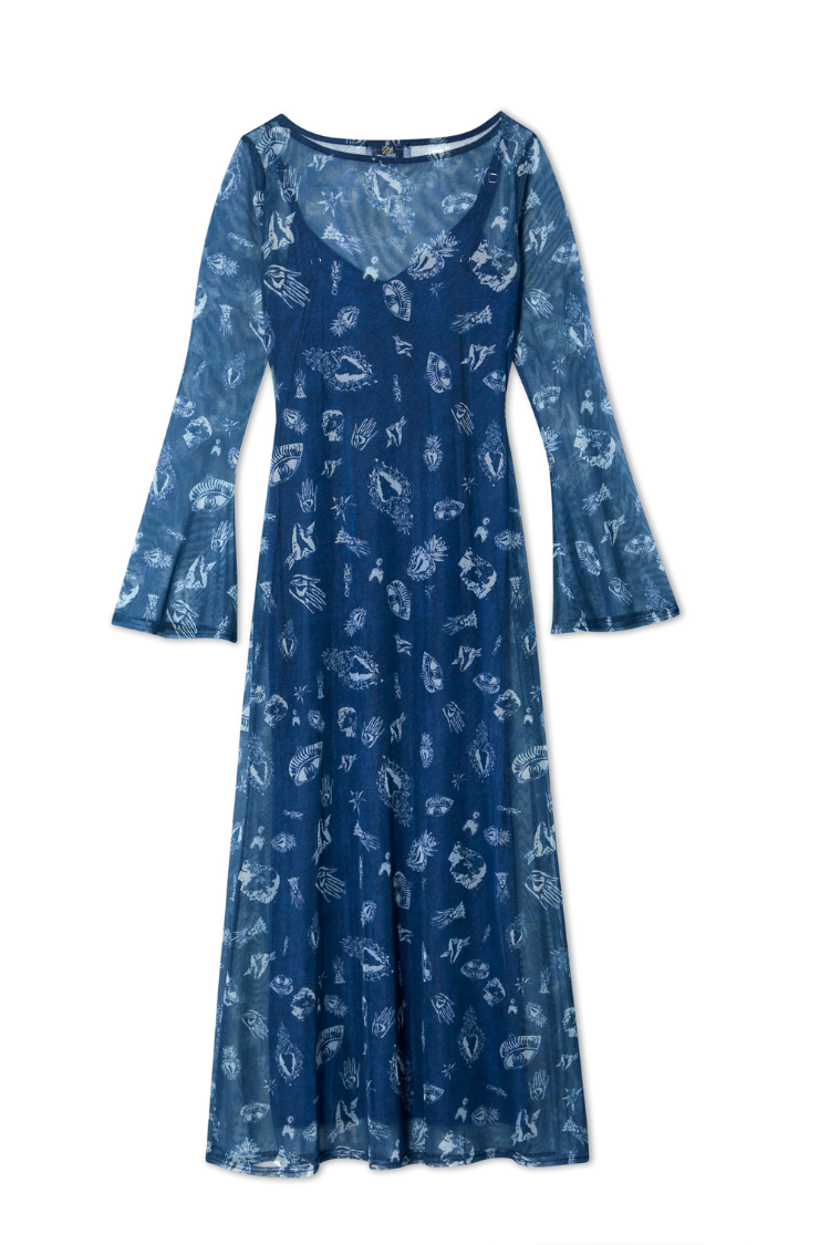 NEVER FULLY DRESSED Denim Deloris Mesh Dress