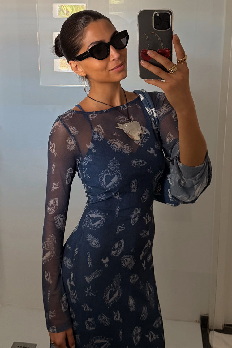 NEVER FULLY DRESSED Denim Deloris Mesh Dress