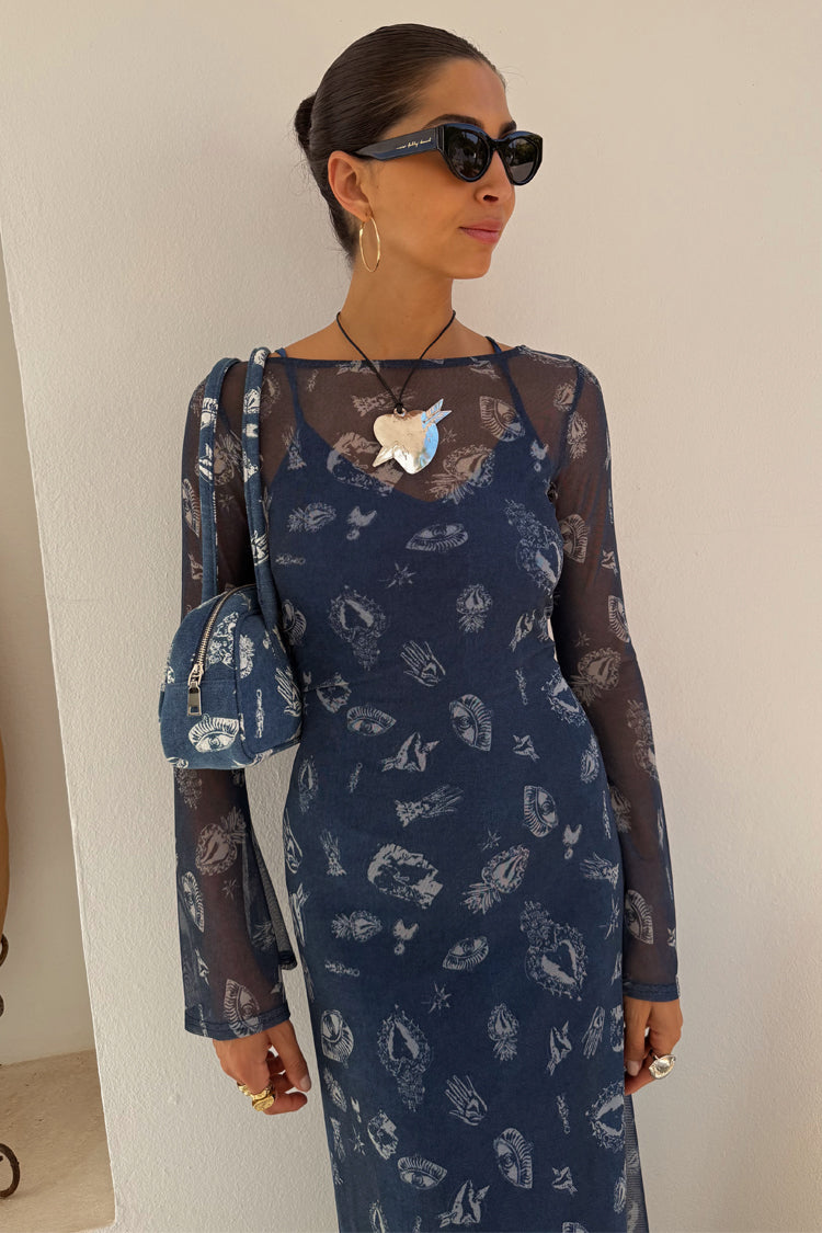 NEVER FULLY DRESSED Denim Deloris Mesh Dress