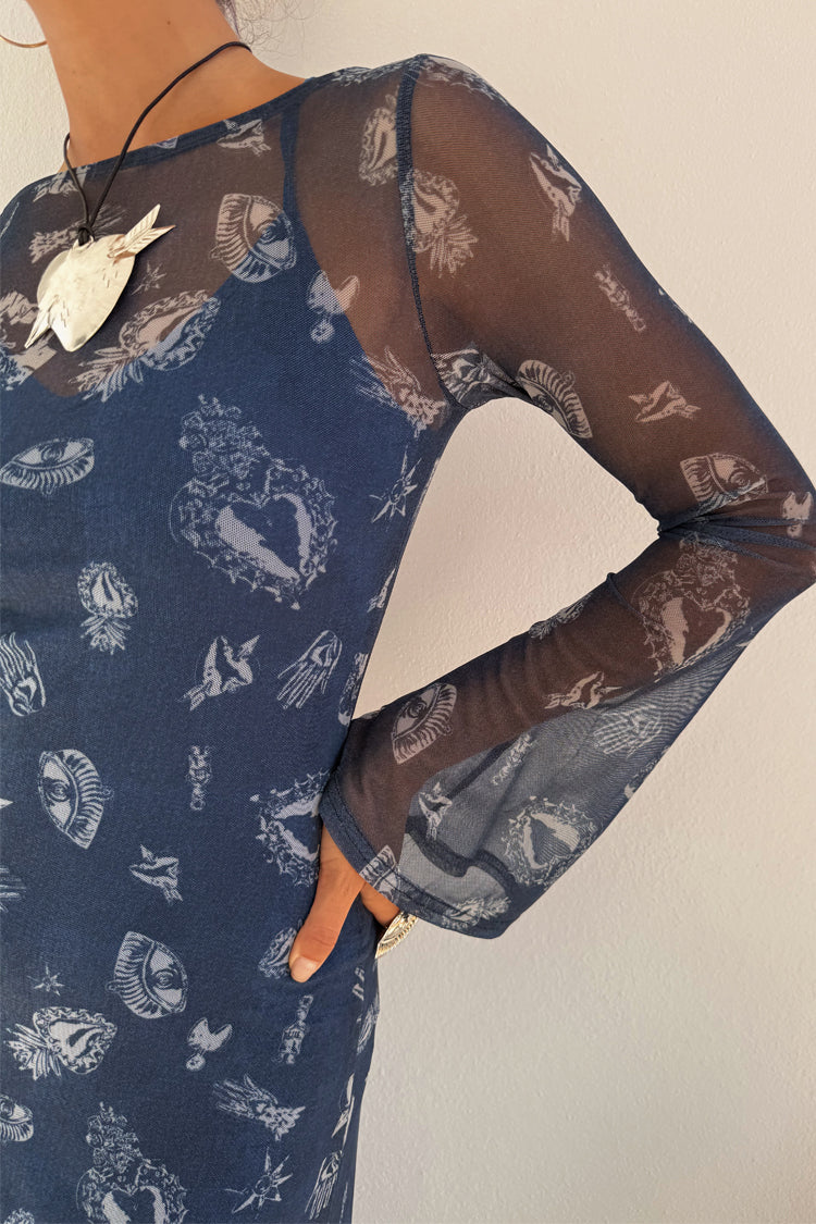 NEVER FULLY DRESSED Denim Deloris Mesh Dress