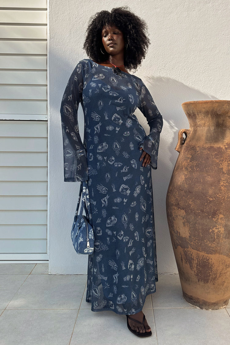 NEVER FULLY DRESSED Denim Deloris Mesh Dress