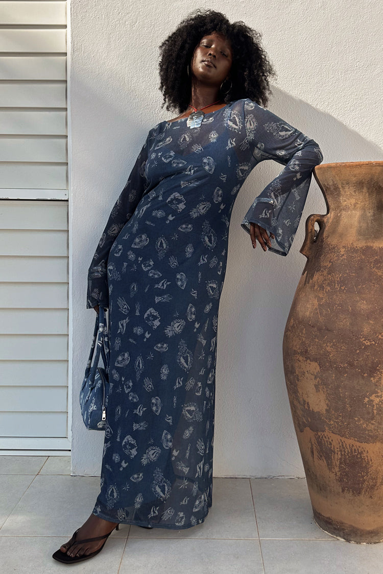 NEVER FULLY DRESSED Denim Deloris Mesh Dress