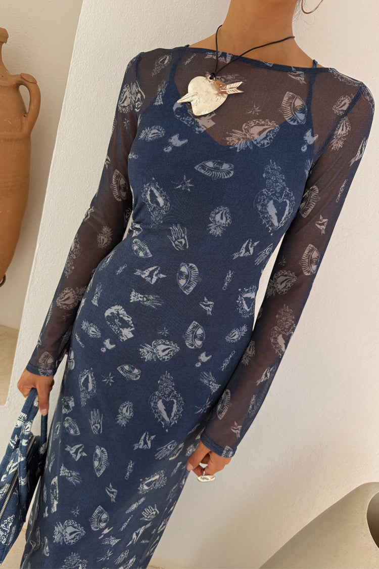 NEVER FULLY DRESSED Denim Deloris Mesh Dress