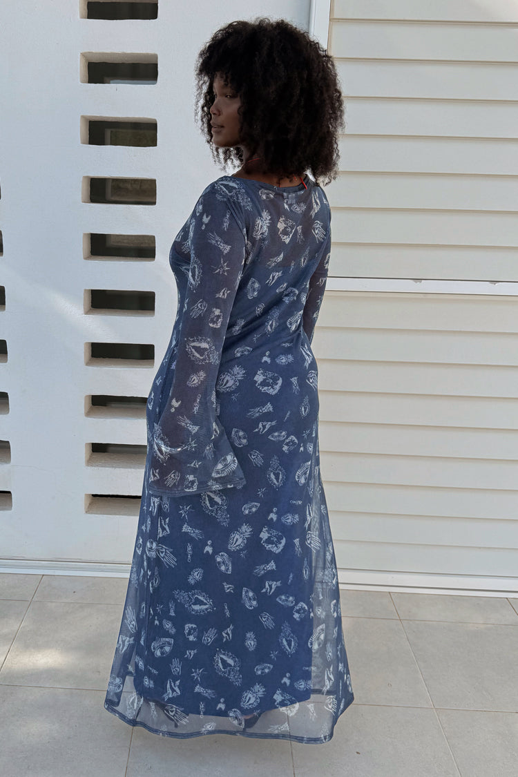 NEVER FULLY DRESSED Denim Deloris Mesh Dress