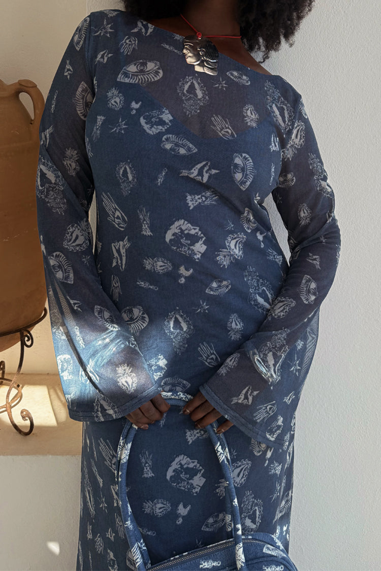 NEVER FULLY DRESSED Denim Deloris Mesh Dress